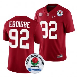 Men's Alabama Crimson Tide #92 Justin Eboigbe 2024 Rose Bowl Crimson NCAA Playoff College Football Jersey 2403PQJU5